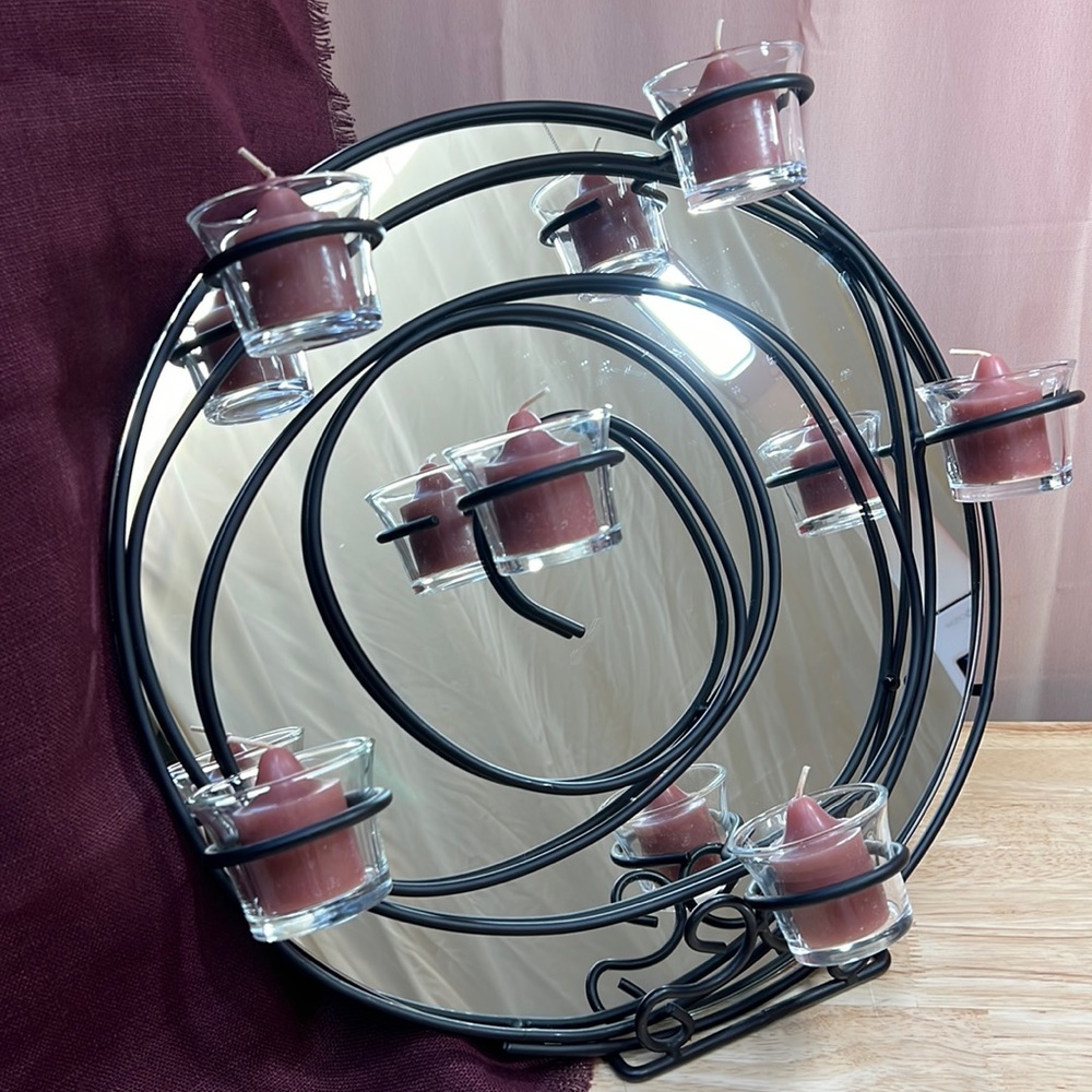 PartyLite VTG. Metal Swirl Mirrored Wall Candle Holder